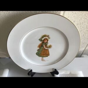 HOLLY HOBBIE RARE  VINTAGE GREEN GIRL DISH 6 PIECES